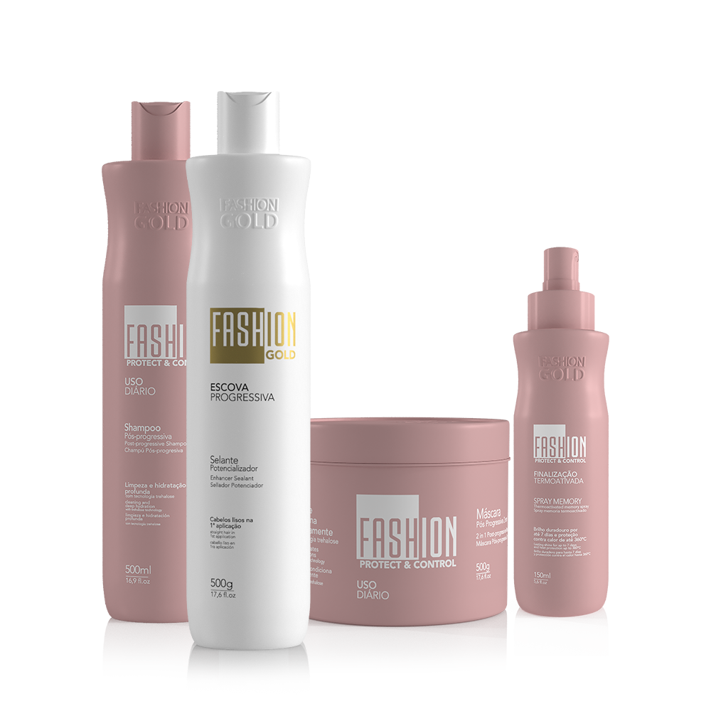 Kit Combo Sellador Fashion Gold 500 g/17,6 fl.oz + Spray Protector y Control MEMORY 150 ml/5,6 fl.oz