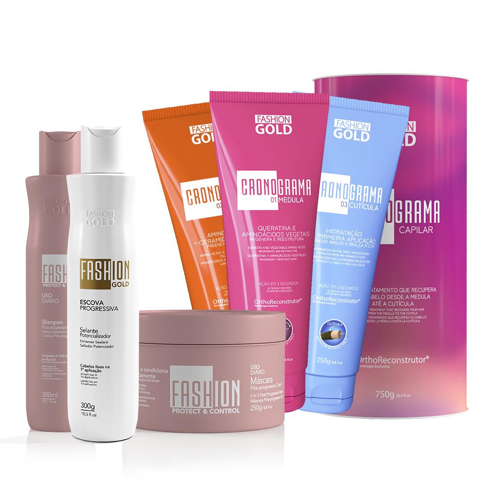 Kit Combo Sellador Fashion Gold BABY 300 g/10.5 fl.oz + Sistema de Cuidado Capilar CRONOGRAMA